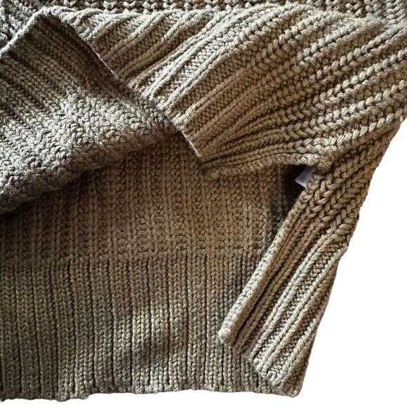 Lucky Brand Sweater Size XS Green Crew Neck Sleeve Cut Out Detail Pullover Knit - Picture 5 of 7